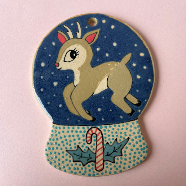 Ceramic Hand Built Snow Globe Characters Ornament