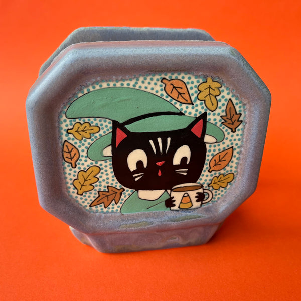 Ceramic Slip Cast Cats Coffee Filter Holder (or for napkins)