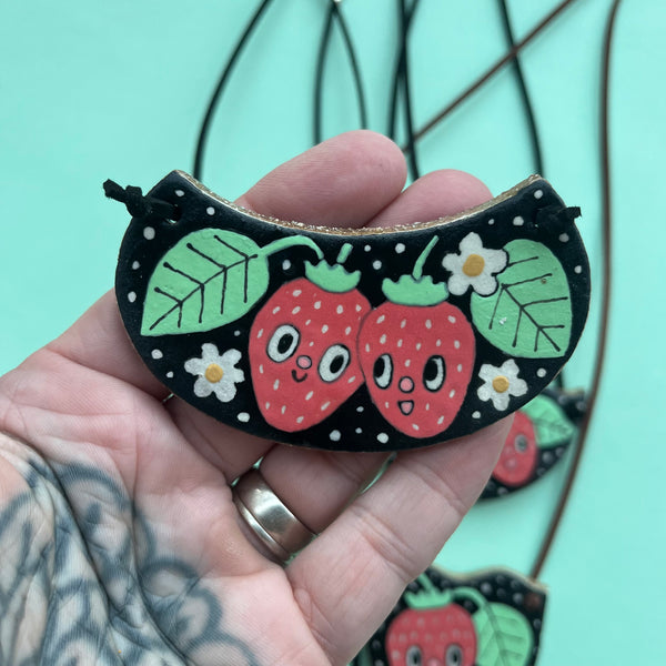 Ceramic Hand Built Necklace Strawberry