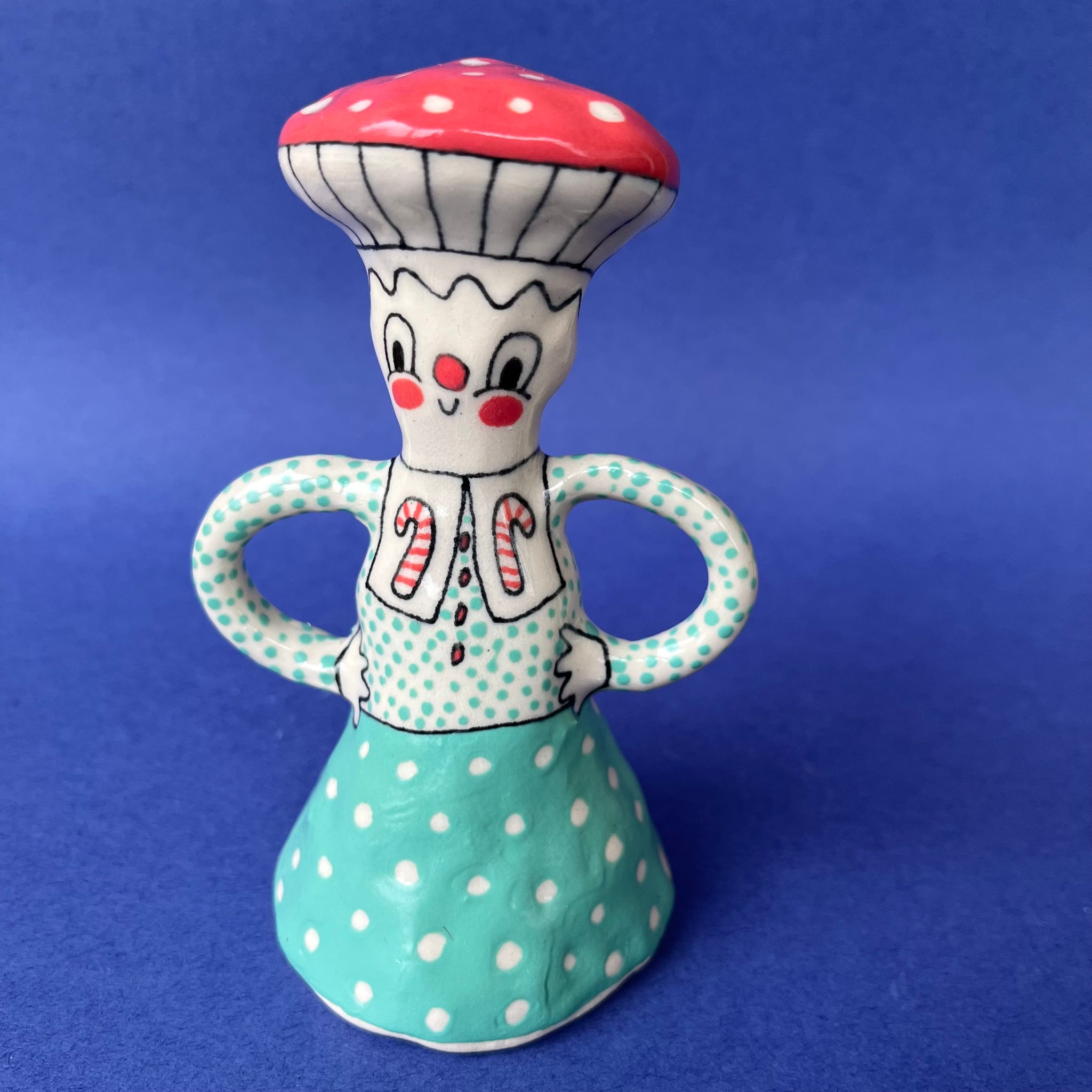 Ceramic Hand Built Oversized Mushroom Bell about 5-6"