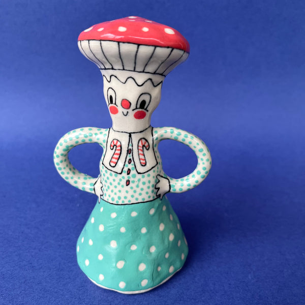 Ceramic Hand Built Oversized Mushroom Bell about 5-6"