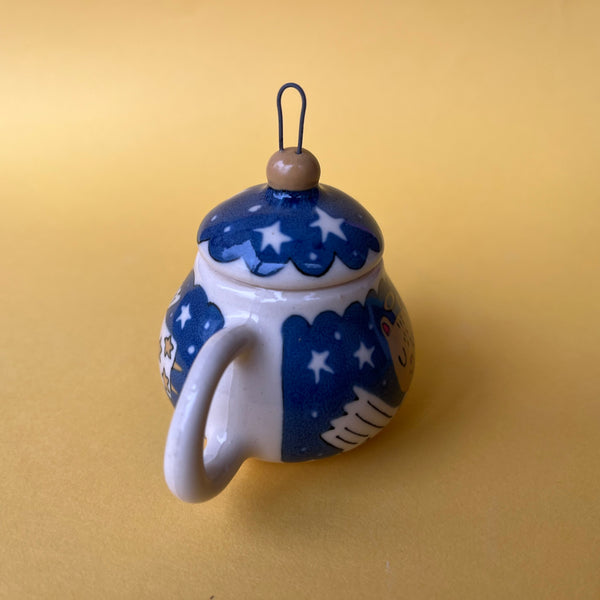 Ceramic Slip Cast Squirrel Angel Teapot Ornament