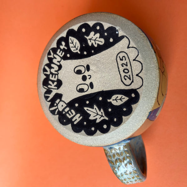 Ceramic Wheel Thrown Fall Cats Mug 11oz