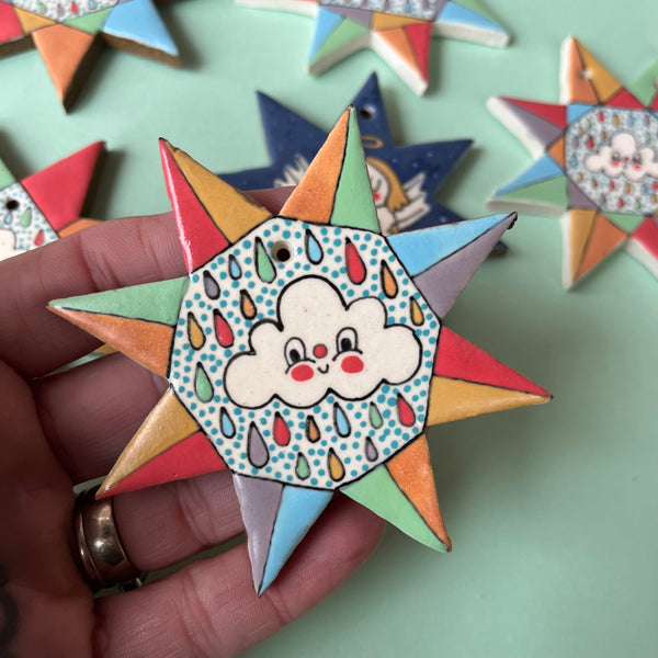 Ceramic Hand Built Quilt Square Ornament