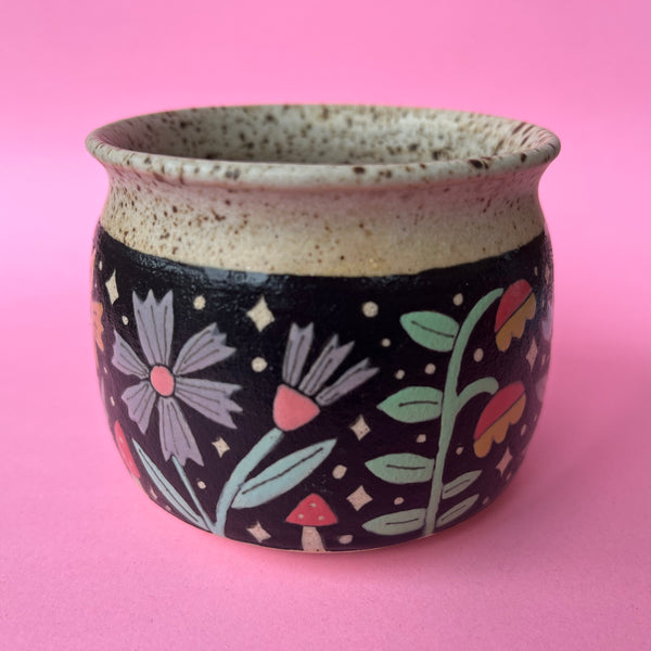 Ceramic Wheel Thrown Flower Mug 9oz
