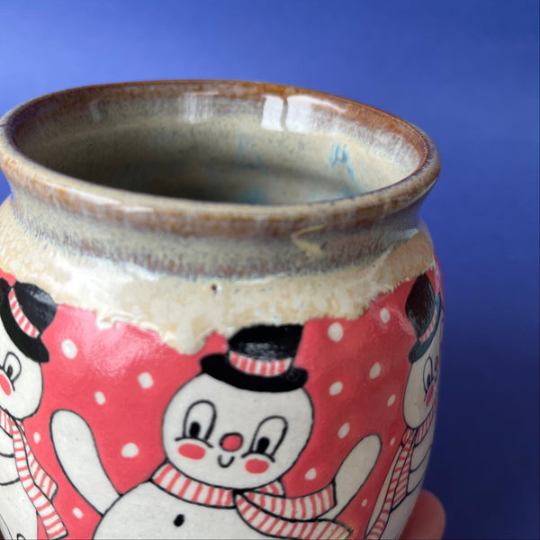 Ceramic Wheel Thrown Snowman Mug 11oz