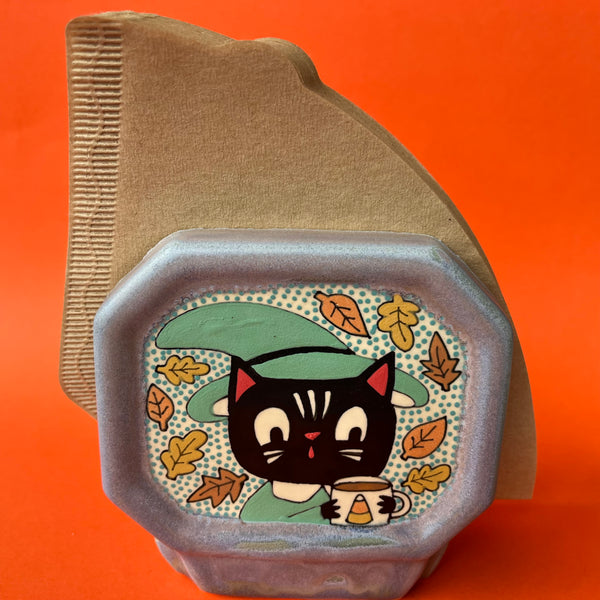 Ceramic Slip Cast Cats Coffee Filter Holder (or for napkins)