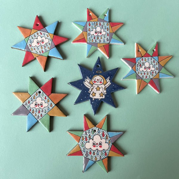 Ceramic Hand Built Quilt Square Ornament