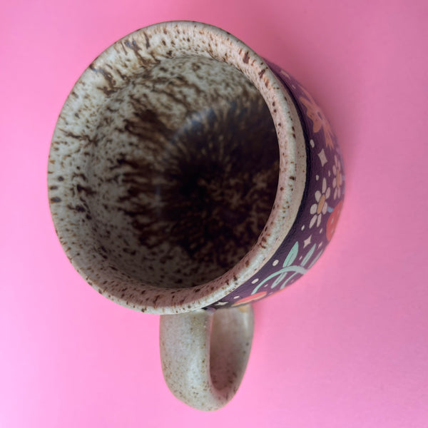 Ceramic Wheel Thrown Flower Mug 9oz