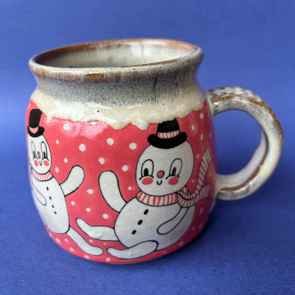 Ceramic Wheel Thrown Snowman Mug 11oz