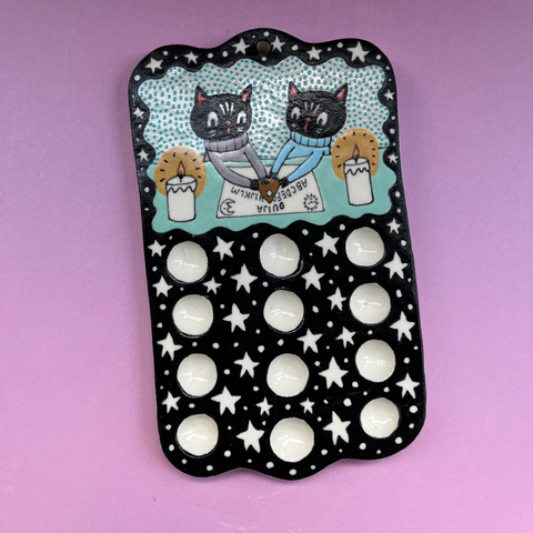 Ceramic Hand Built Paint Palette Ouija Cats