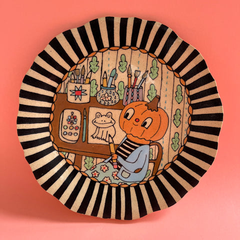Ceramic Hand Built Pumpkin Artist Plate