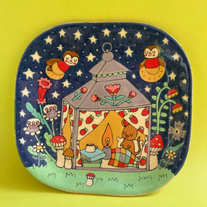 Ceramic Hand Built Squirrel Lantern Plate