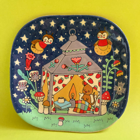 Ceramic Hand Built Squirrel Lantern Plate