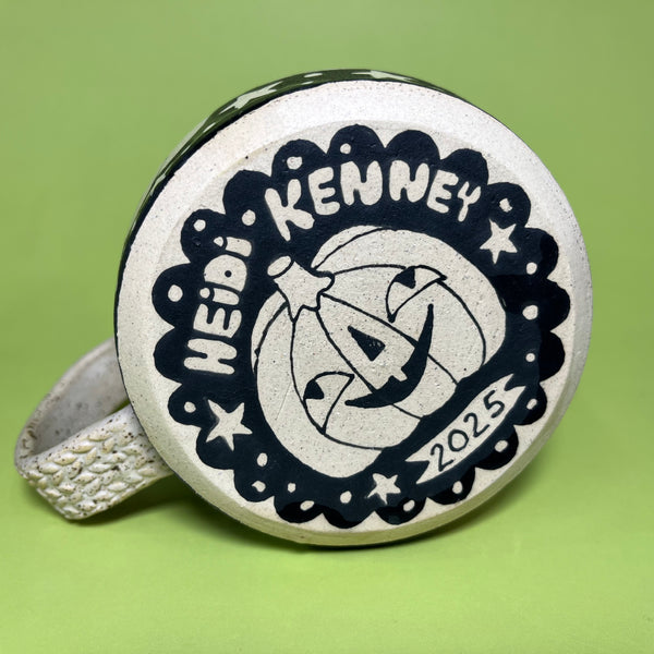 Ceramic Wheel Thrown Halloween Cat Mug 17oz