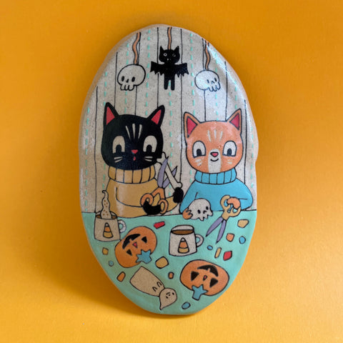 Ceramic Hand Built Cats Crafts Wall Hanging