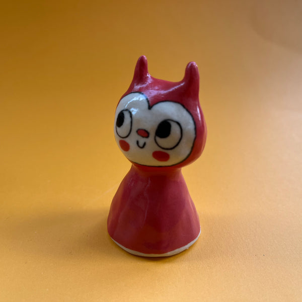 Ceramic Hand Built Devil Witch Vulture Haunted House Plague Doctor Bell