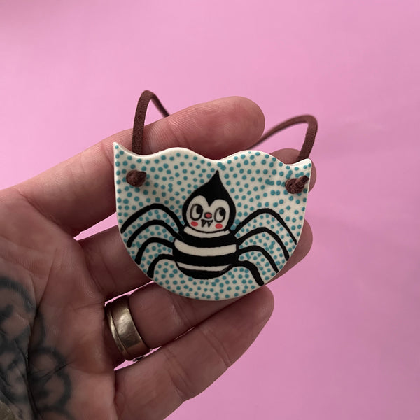 Ceramic Hand Built Necklace Spider