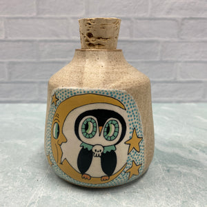 Ceramic Wheel Thrown Halloween Owl Jar 15oz