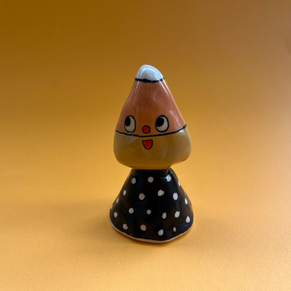 Ceramic Hand Built Candy Corn Pumpkin Bell