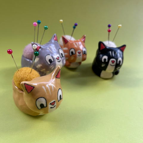 Ceramic Hand Built Cat Pin Cushion