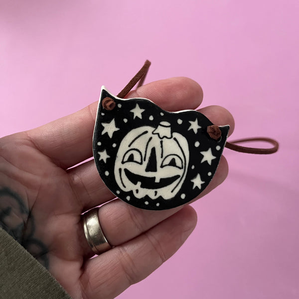 Ceramic Hand Built Necklace Pumpkin