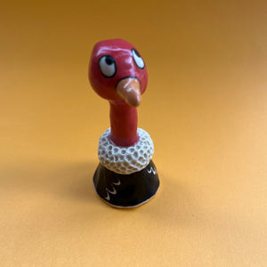 Ceramic Hand Built Devil Witch Vulture Haunted House Plague Doctor Bell