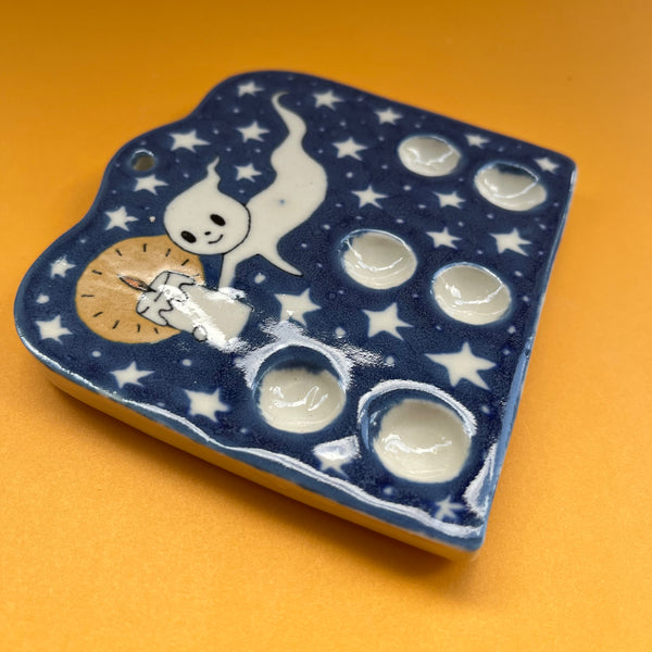 Ceramic Hand Built Mini Paint Palette Ghost