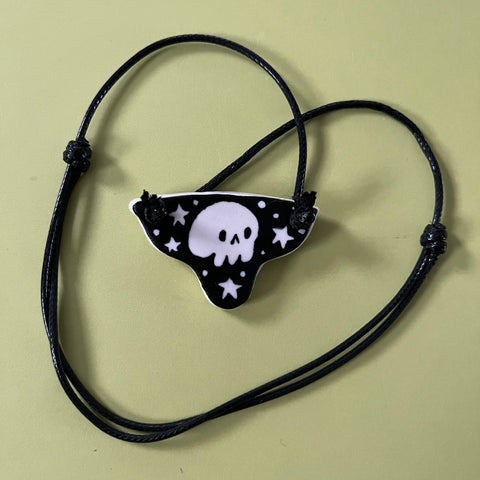 Ceramic Hand Built Necklace Small Skull