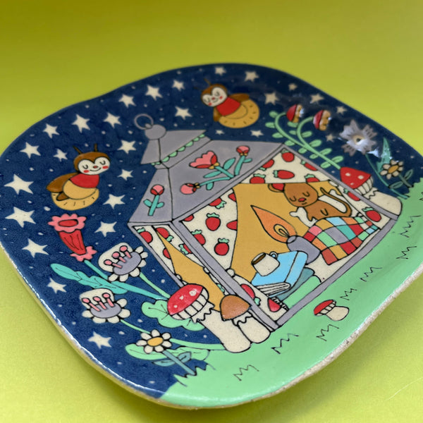 Ceramic Hand Built Squirrel Lantern Plate