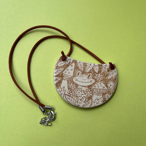 Ceramic Hand Built Frog Necklace