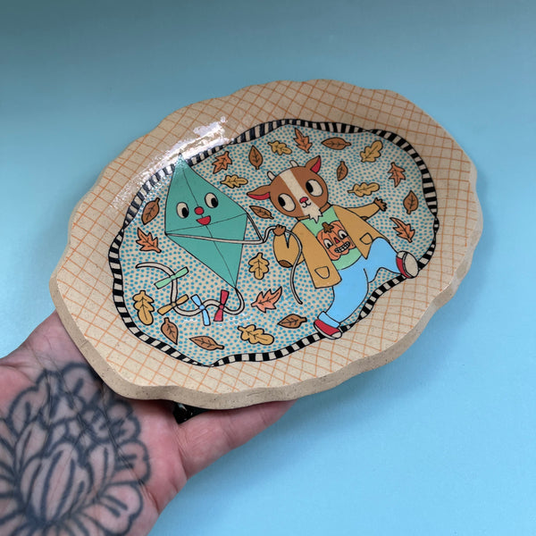 Ceramic Hand Built Goat Kite Plate