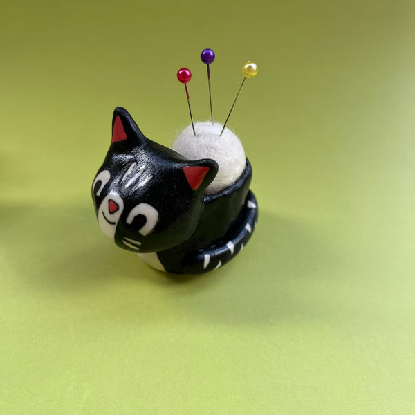 Ceramic Hand Built Cat Pin Cushion