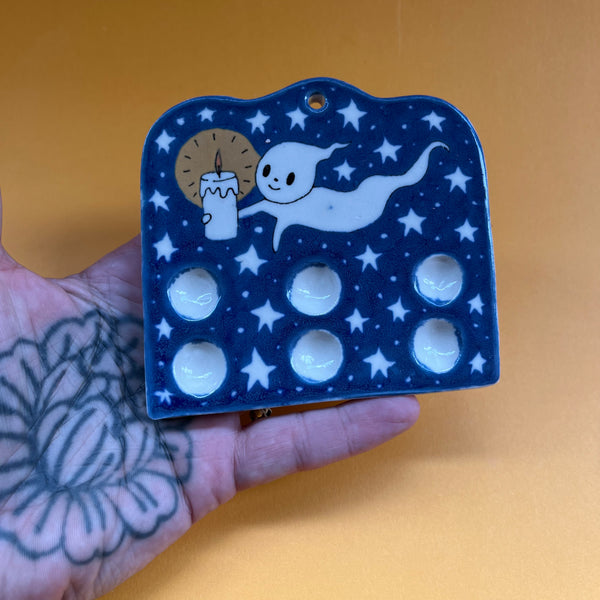 Ceramic Hand Built Mini Paint Palette Ghost