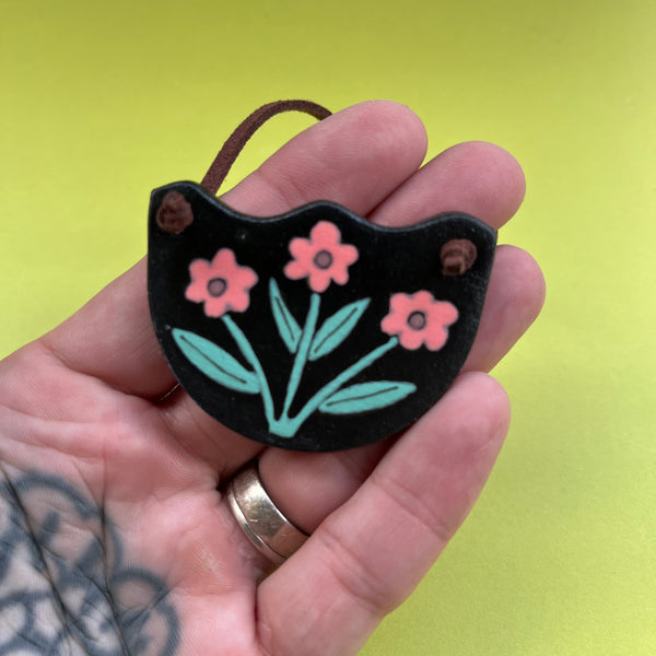 Ceramic Hand Built Flower Necklace