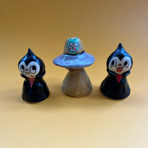 Ceramic Hand Built Vampire UFO Bell