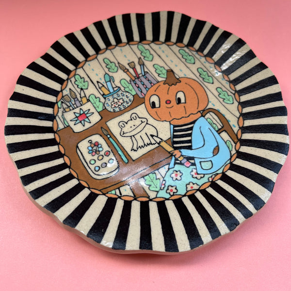 Ceramic Hand Built Pumpkin Artist Plate