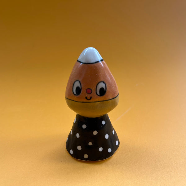 Ceramic Hand Built Candy Corn Pumpkin Bell