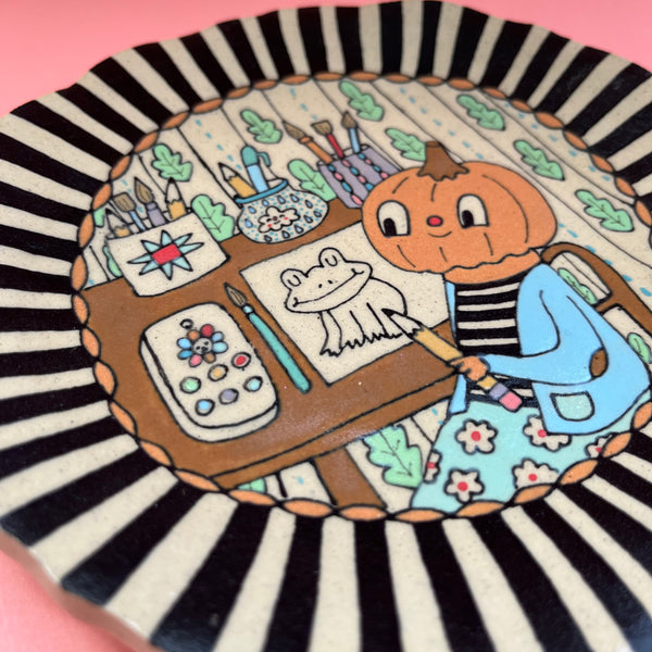 Ceramic Hand Built Pumpkin Artist Plate