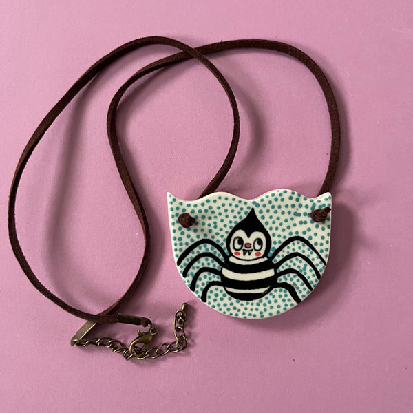 Ceramic Hand Built Necklace Spider