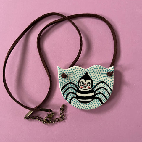 Ceramic Hand Built Necklace Spider
