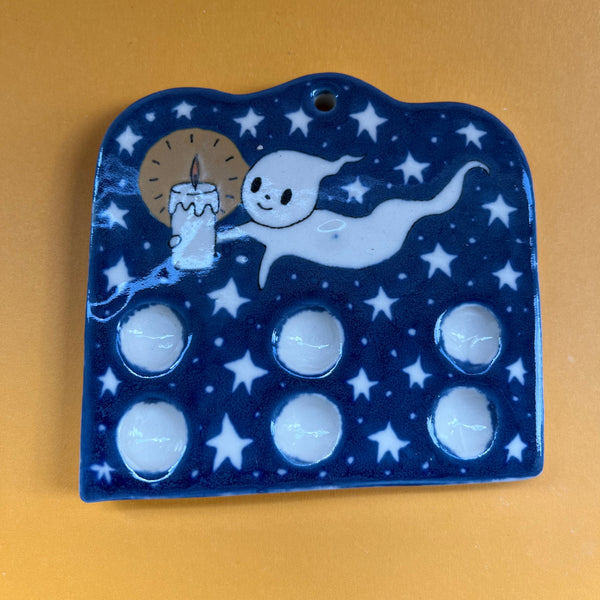 Ceramic Hand Built Mini Paint Palette Ghost
