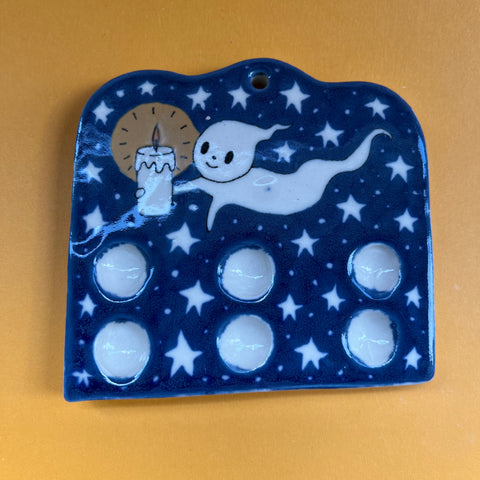 Ceramic Hand Built Mini Paint Palette Ghost