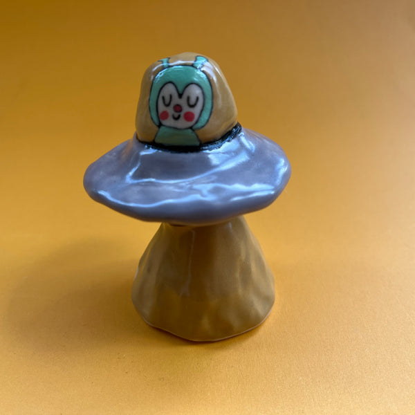 Ceramic Hand Built Vampire UFO Bell