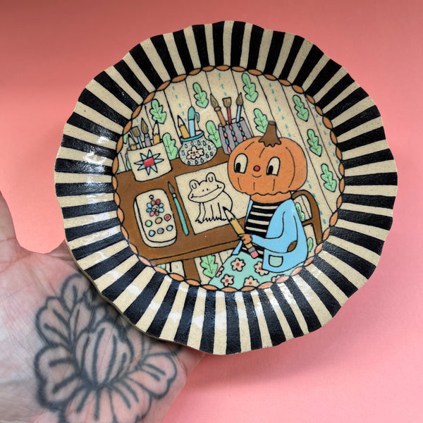 Ceramic Hand Built Pumpkin Artist Plate