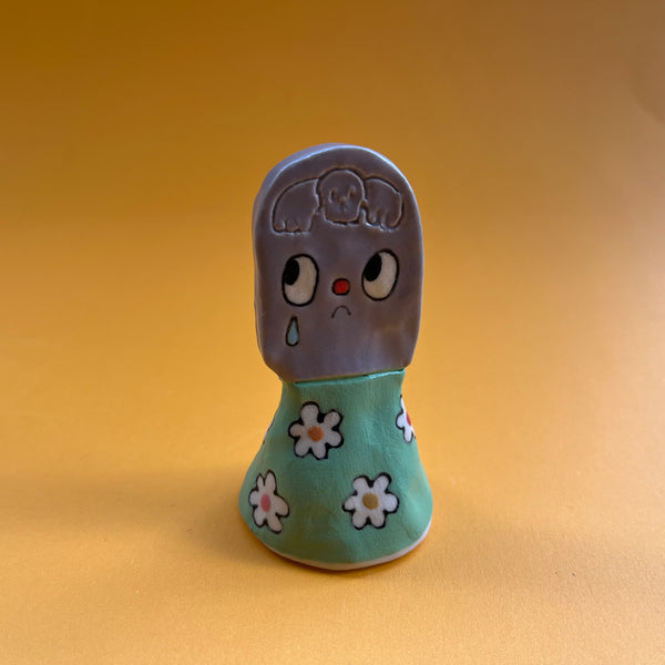 Ceramic Hand Built Devil Witch Vulture Haunted House Plague Doctor Bell