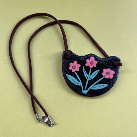Ceramic Hand Built Flower Necklace