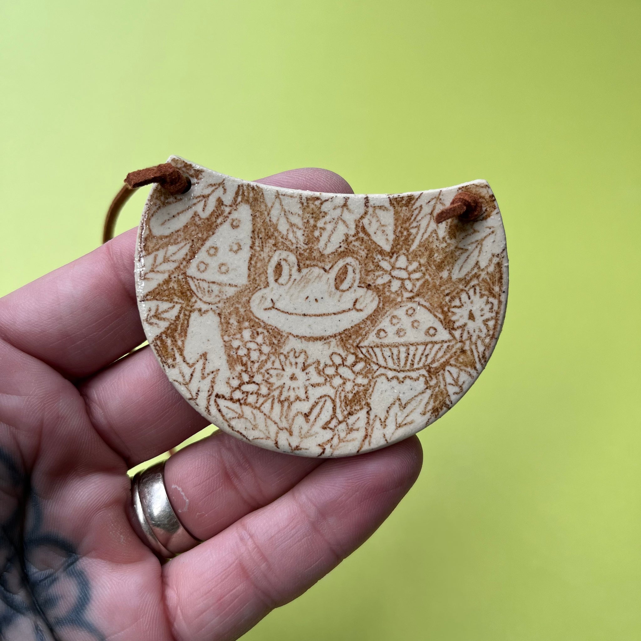 Ceramic Hand Built Frog Necklace