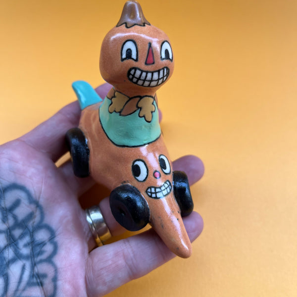 Ceramic Hand Built Pumpkin Racer