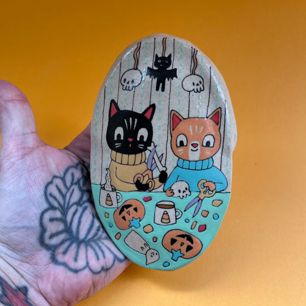 Ceramic Hand Built Cats Crafts Wall Hanging